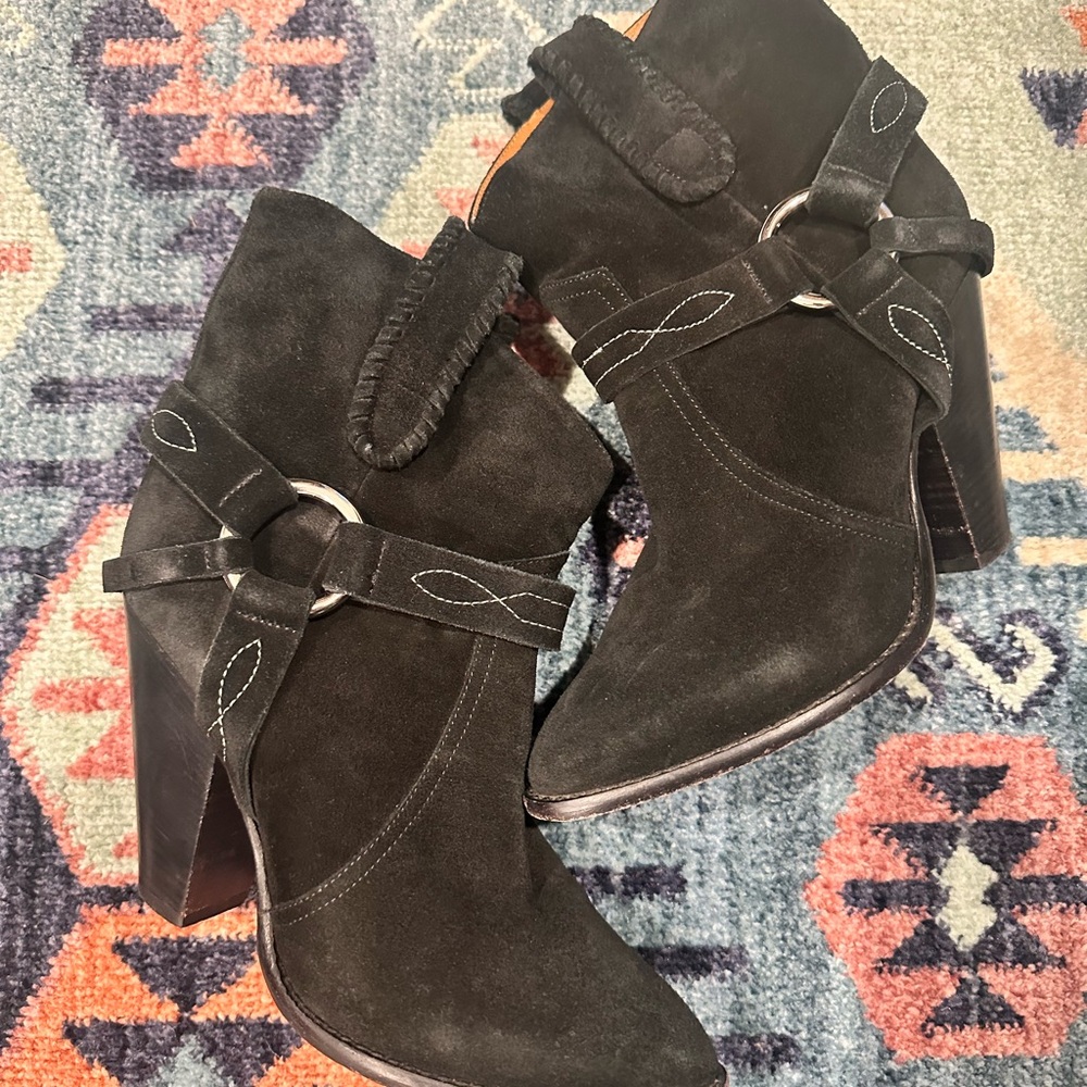 Isabel Marant Black Heeled Boots with Western Charm